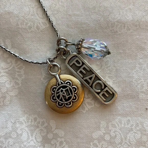 Brighton gold & silver Chinese PEACE charm necklace - Picture 2 of 6